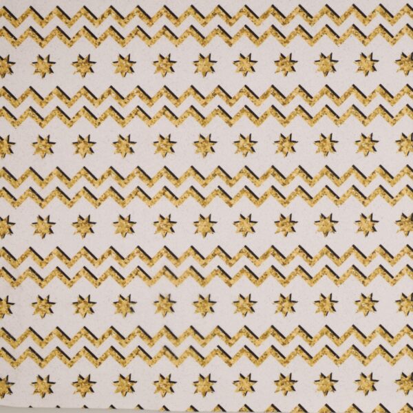 Panno Lenci Stampato All Over - ZigZag Oro Fondo Bianco