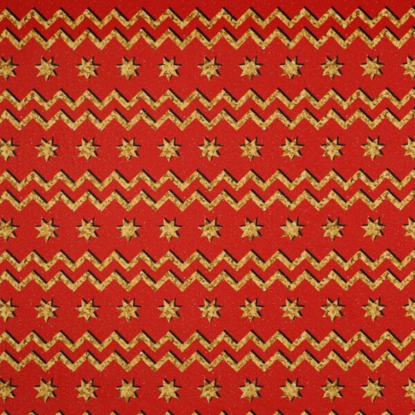 Panno Lenci Stampato All Over - ZigZag Oro Fondo Rosso