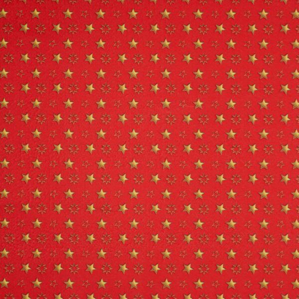 Panno Lenci Stampato All Over - Stelline Oro Fondo Rosso