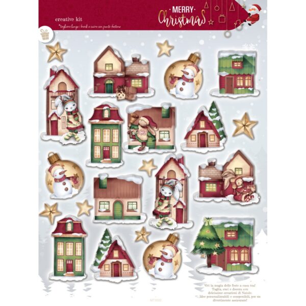 Pannello Pannolenci Stampa Natalizia Classica Merry Christmas - Lepre e Pupazzi