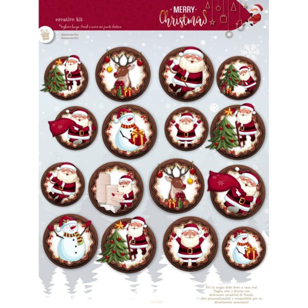 Pannello Pannolenci Stampa Natalizia Classica Merry Christmas - Pupazzi e Babbo Natale