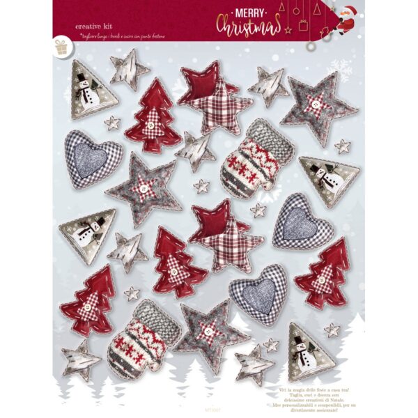 Pannello Pannolenci Stampa Natalizia Classica Merry Christmas - Guanti e Cuori