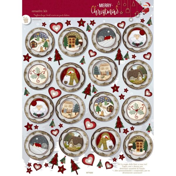 Pannello Pannolenci Stampa Natalizia Classica Merry Christmas - Case e Babbo Natale