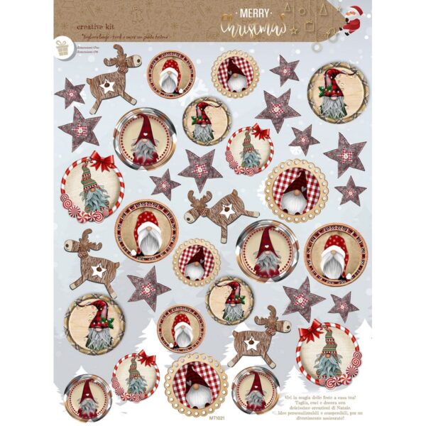 Pannello Pannolenci Stampa Natalizia Classica Merry Christmas - Gnomi e Renne