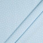 Tessuto Piquet di Cotone Stampato - Cuore Bianco Fondo Celeste - Mezzo Metro