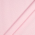 Tessuto Piquet di Cotone Stampato - Cuore Bianco Fondo Rosa - Mezzo Metro