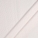 Tessuto Piquet di Cotone Stampato - Cuore Rosa Fondo Bianco - Mezzo Metro