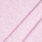 Tessuto Piquet di Cotone Stampato - Cuori Uniti Glitter Argento Fondo Rosa