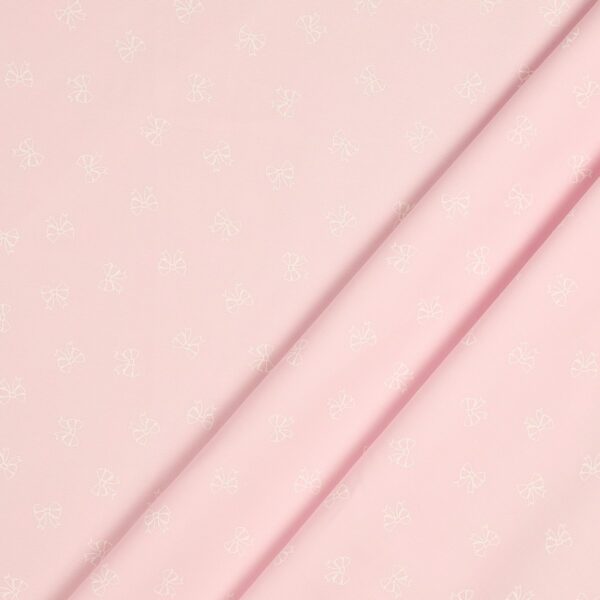 Tessuto Piquet di Cotone Stampato - Fiocco Rosa - Mezzo Metro