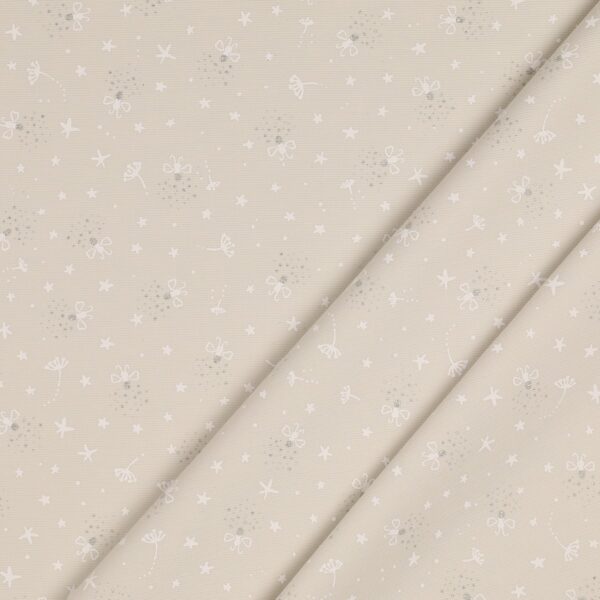 Tessuto Piquet di Cotone Stampato - Firefly Glitter Beige