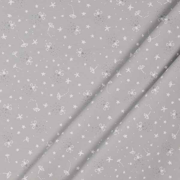 Tessuto Piquet di Cotone Stampato - Firefly Glitter Grigio - Mezzo Metro