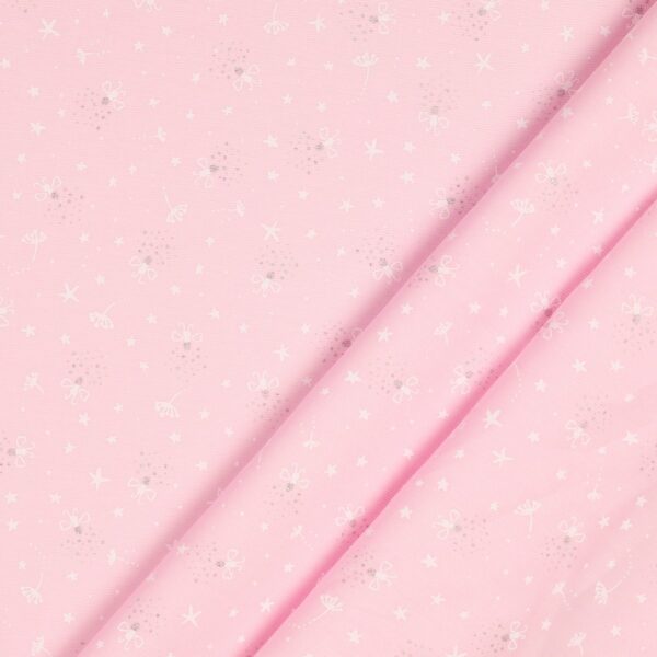 Tessuto Piquet di Cotone Stampato - Firefly Glitter Rosa