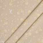 Tessuto Piquet di Cotone Stampato - Paperella Beige - Mezzo Metro