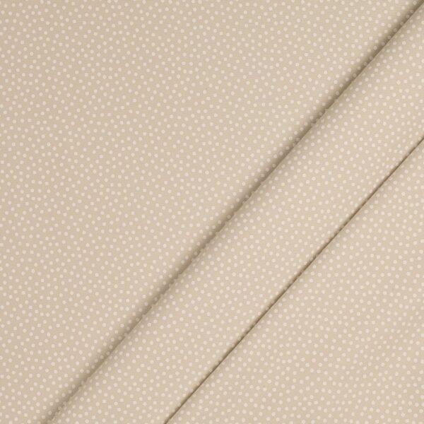 Tessuto Piquet di Cotone Stampato - Pois Bianchi Irregolari Beige - Mezzo Metro