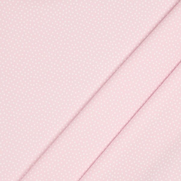 Tessuto Piquet di Cotone Stampato - Pois Bianchi Irregolari Rosa