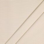 Tessuto Piquet di Cotone Stampato - Riga Bianca Fondo Beige - Mezzo Metro