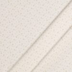Tessuto Piquet di Cotone Stampato - Stelline Beige Fondo Bianco - Mezzo Metro