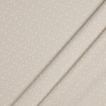 Tessuto Piquet di Cotone Stampato - Stelline Bianche Fondo Beige - Mezzo Metro