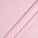 Tessuto Piquet di Cotone Stampato - Stelline Bianche Fondo Rosa - Mezzo Metro