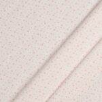 Tessuto Piquet di Cotone Stampato - Stelline Rosa Fondo Bianco - Mezzo Metro