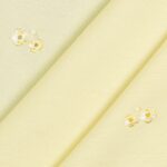 Tessuto Piquet di Cotone Ricamato - Fiore Giallo - Mezzo Metro