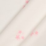 Tessuto Piquet di Cotone Ricamato - Stella Rosa Baby Fondo Bianco - Mezzo Metro