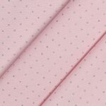 Tessuto Piquet Millerighe Pois Glitter Argento - Rosa Baby - Mezzo Metro