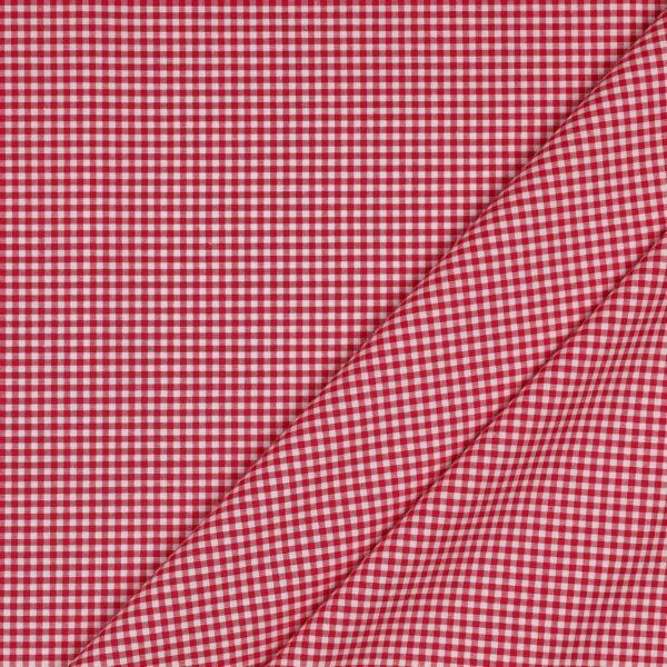 Tessuto Zephir di Cotone Tessito - Quadro Medio Rosso - Mezzo Metro