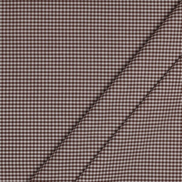 Tessuto Zephir di Cotone Tessito - Quadro Medio Marrone - Mezzo Metro