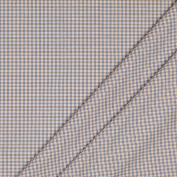 Tessuto Zephir di Cotone Tessito - Quadro Medio Beige Celeste - Mezzo Metro