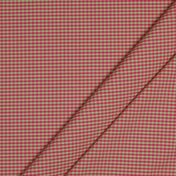 Tessuto Zephir di Cotone Tessito - Quadro Medio Fucsia Verde - Mezzo Metro