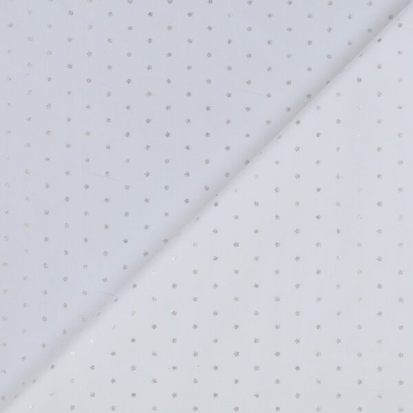 Tessuto Gabardine di Cotone - Colore Bianco Stella Piccola Argento