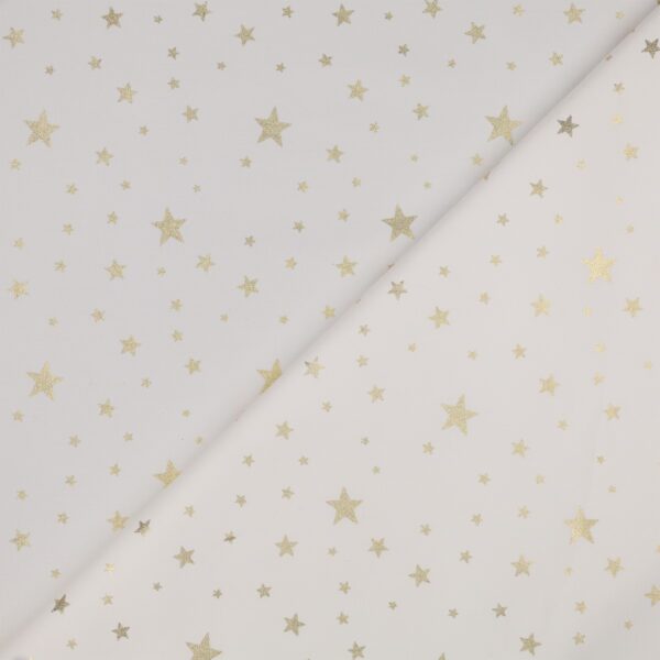Tessuto Gabardine di Cotone - Colore Bianco Stella Piena Oro - Mezzo Metro
