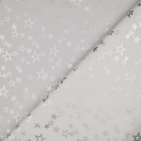 Tessuto Gabardine di Cotone - Colore Bianco Stella Vuota Argento - Mezzo Metro