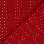 Tessuto Gabardine di Cotone - Colore Rosso Stella Piccola Argento - Mezzo Metro