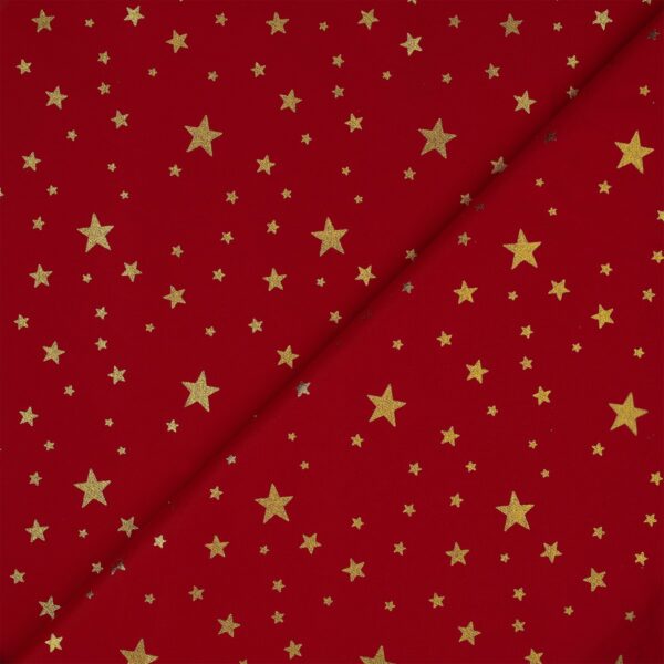 Tessuto Gabardine di Cotone - Colore Rosso Stella Piena Oro - Mezzo Metro