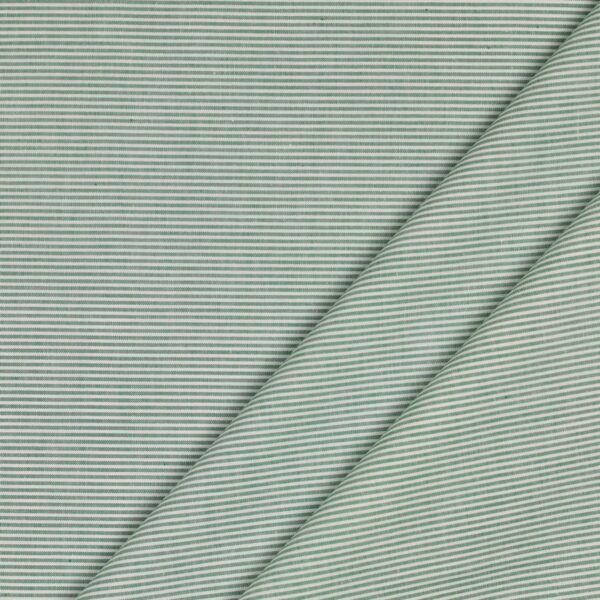 Tessuto Zephir di Cotone Tessito - Riga Piccola Verde Inglese
