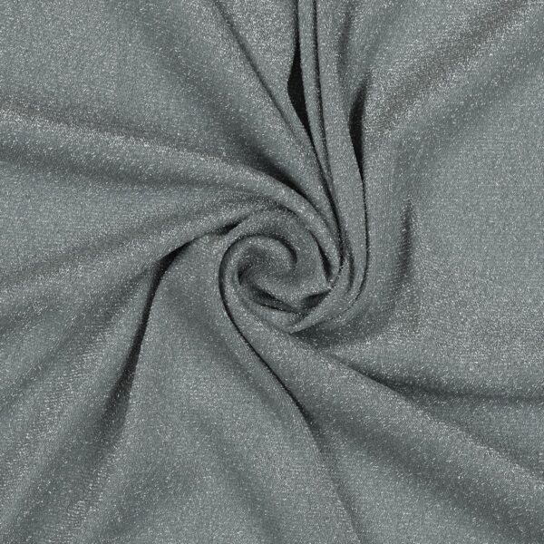 Tessuto Madrid Maglina con Lurex Jersey Bi-Elastica - Fondo Grigio-Lurex Argento - Mezzo Metro