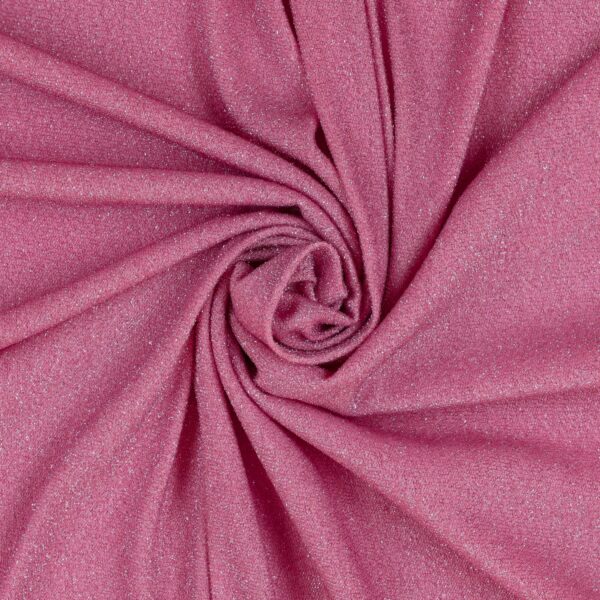 Tessuto Madrid Maglina con Lurex Jersey Bi-Elastica - Fondo Rosa-Lurex Fucsia - Mezzo Metro