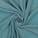 Tessuto Madrid Maglina con Lurex Jersey Bi-Elastica - Fondo Cielo-Lurex Argento - Mezzo Metro