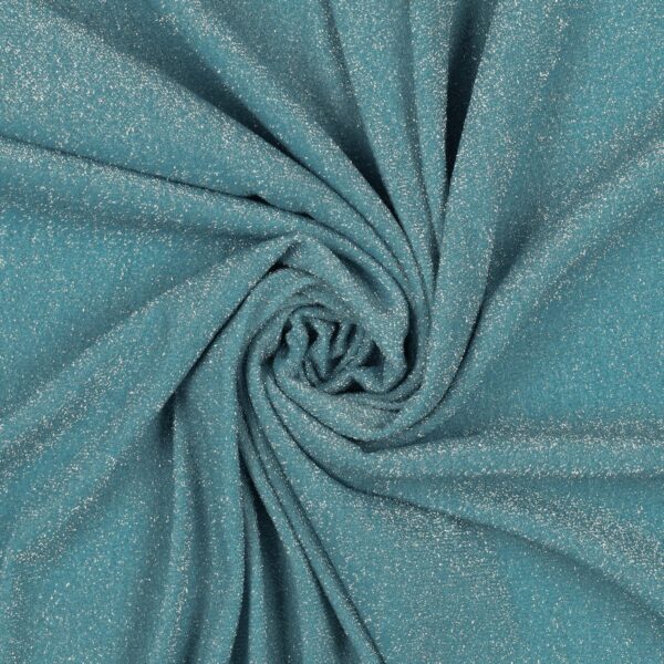Tessuto Madrid Maglina con Lurex Jersey Bi-Elastica - Fondo Cielo-Lurex Argento - Mezzo Metro