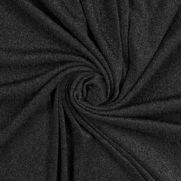 Tessuto Madrid Maglina con Lurex Jersey Bi-Elastica - Fondo Nero-Lurex Nero - Mezzo Metro