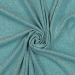 Tessuto Madrid Maglina con Lurex Jersey Bi-Elastica - Fondo Acqua-Lurex Argento - Mezzo Metro