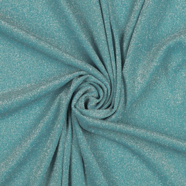 Tessuto Madrid Maglina con Lurex Jersey Bi-Elastica - Fondo Acqua-Lurex Argento - Mezzo Metro