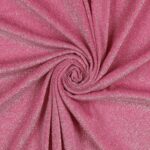 Tessuto Madrid Maglina con Lurex Jersey Bi-Elastica - Fondo Rosa Baby-Lurex Argento - Mezzo Metro