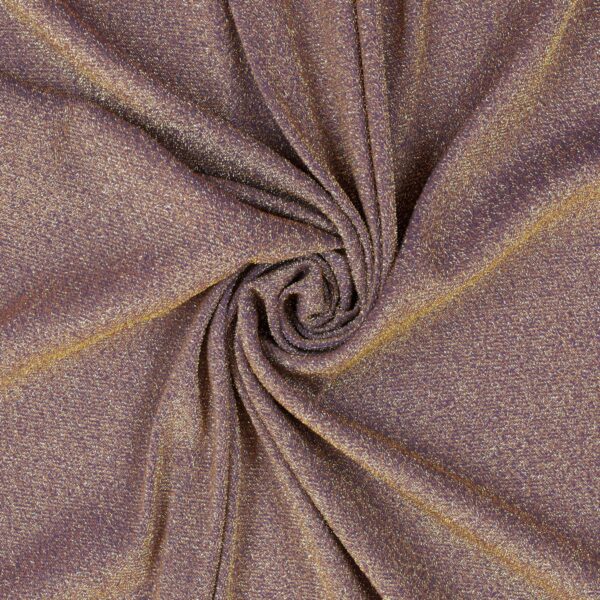 Tessuto Madrid Maglina con Lurex Jersey Bi-Elastica - Fondo Glicine-Lurex Oro - Mezzo Metro