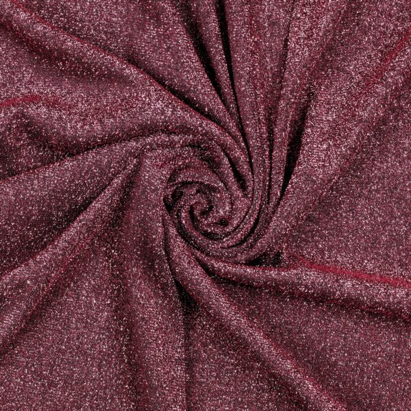Tessuto Madrid Maglina con Lurex Jersey Bi-Elastica - Fondo Nero-Lurex Rosa - Mezzo Metro