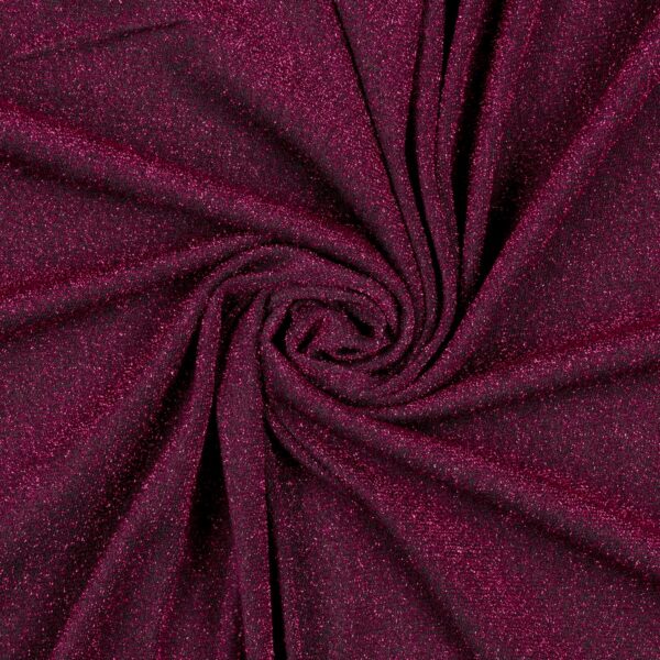 Tessuto Madrid Maglina con Lurex Jersey Bi-Elastica - Fondo Nero-Lurex Fucsia - Mezzo Metro