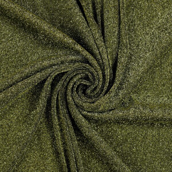 Tessuto Madrid Maglina con Lurex Jersey Bi-Elastica - Fondo Nero-Lurex Verde - Mezzo Metro