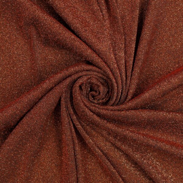 Tessuto Madrid Maglina con Lurex Jersey Bi-Elastica - Fondo Nero-Lurex Arancio - Mezzo Metro